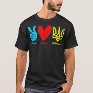 Camiseta Paz, Amor, Ucrânia, Bandeira Ucraniana, Eu Fico C