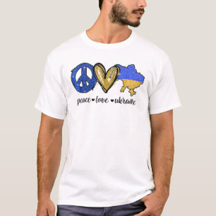 Camiseta Paz, Amor, Ucrânia, Bandeira Ucraniana, Eu Fico C