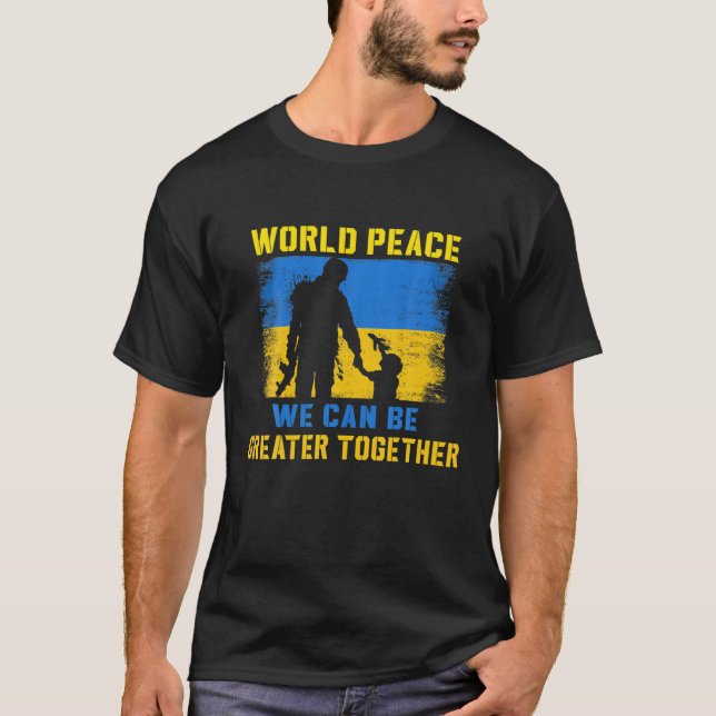 Camiseta Paz, Amor, Ucrânia, Bandeira Ucraniana, Eu Fico Co (Frente)