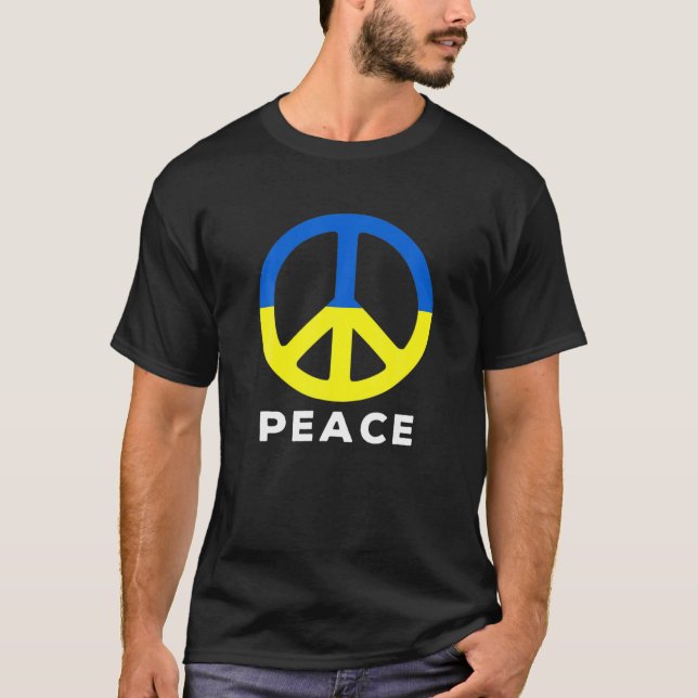 Camiseta Paz, Amor, Ucrânia - Símbolo de Paz - Símbolo Fla (Frente)