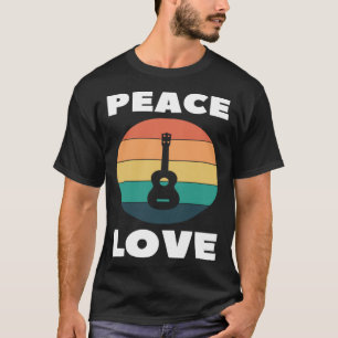 Camiseta Paz Amor Ukulele Paz Amante do Uke Retro