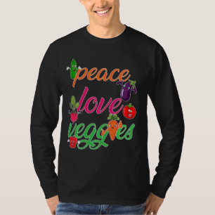 Camiseta Paz Amor Vegggs Engraçado Vegan Veganismo Vegetari
