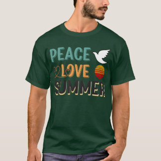 Camiseta Paz Amor Verão Férias de Verão Design engraçado