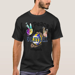 Camiseta Paz Amor Voleibol Yaya Vida Mãe Avó Leopar