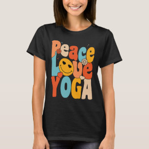 Camiseta Paz Amor Yoga Yoga Retro Mães Avó Yoga