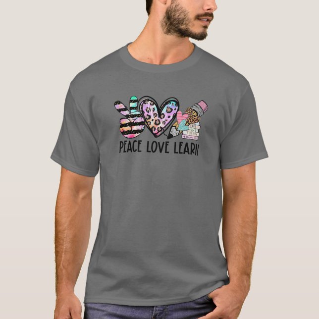 Camiseta Paz Aprenda Professores Leopardo 100º Dias O (Frente)