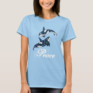 Camiseta Paz ~ Baleias Orca Psicodélicas Coloridas