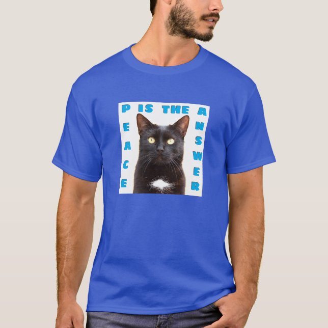 Camiseta Paz - Camisa-T de gato (escuro) (Frente)
