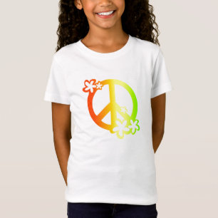 Camiseta paz com cores do rasta das flores