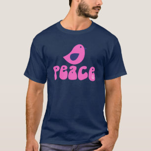 Camiseta Paz com um passarinho em clima retrô