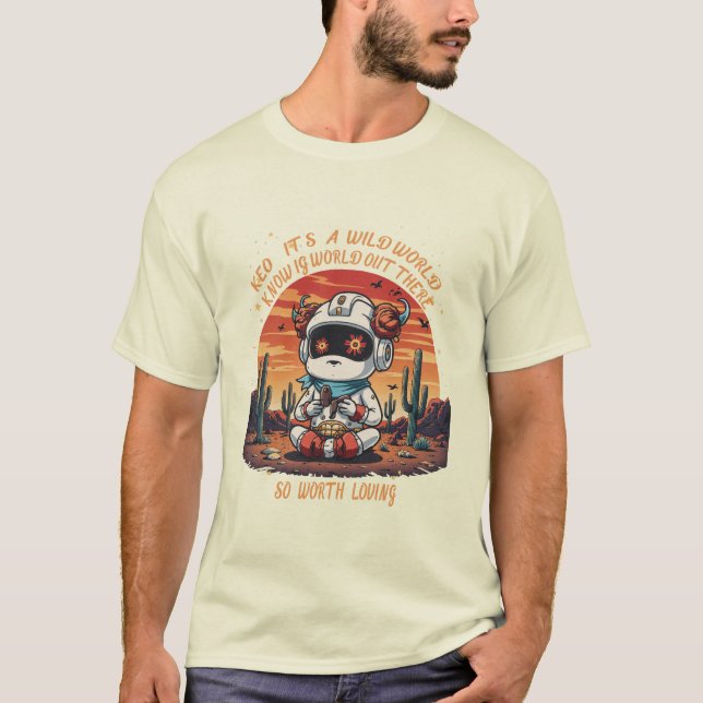 Camiseta Paz cósmica em um mundo selvagem (Frente)