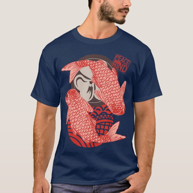 Camiseta Paz da Terapia Mental Ying Yang Gift Koi Fish (Frente)