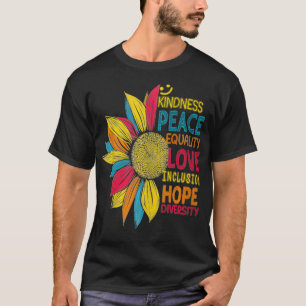 Camiseta Paz de girassol colorida Inclusão de amor Igualdad