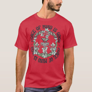 Camiseta Paz de mente é boa borboleta Hippie Bohemian