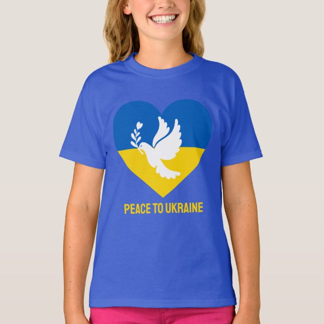 Camiseta Paz de Texto Personalizado para a Ucrânia (Frente)