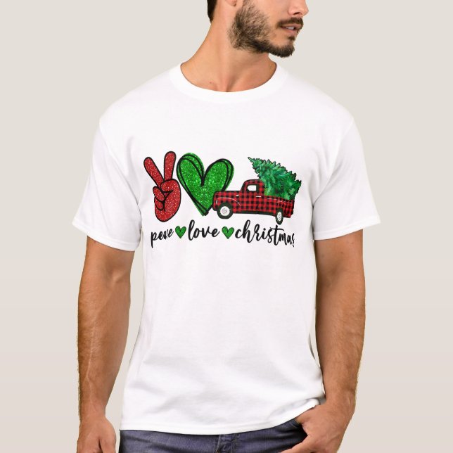 Camiseta Paz Durante o Natal Gnomos Xadrez Caminhão Vermelh (Frente)