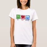 Camiseta Paz e amor Hanukkah Menorah Cute Women's<br><div class="desc">O presente de camiseta feminina do Peace Love Hanukkah para um amigo judeu que gosta de celebrar Chanukah. Um bonito sinal de paz,  coração,  e uma bela menorah.</div>