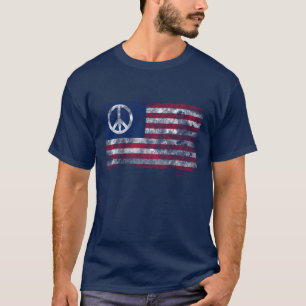 Camiseta Paz e Liberdade Afetam Bandeira Americana e Paz