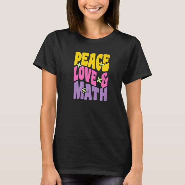 Camiseta Paz E Matemática Vintage Groovy Retro Matemática (Frente)