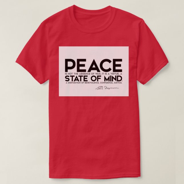 Camiseta paz é uma virtude um estado mental espinoza (Frente do Design)