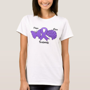Camiseta PAZ ESPERANÇA SENSIBILIZAÇÃO Cérebro de Fita Roxa