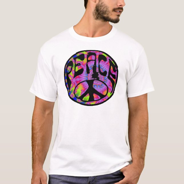 Camiseta Paz - fundo tingido laço (Frente)