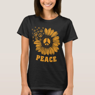 Camiseta Paz Girassol Fica Trippy Estilo 70s Estilo Hipp.