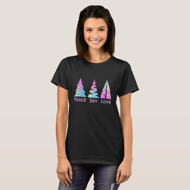 Camiseta Paz Joy Amor Árvore de Natal (Frente Completa)