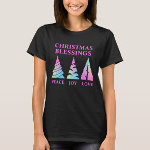 Camiseta Paz Joy Amor Árvore de Natal Texto Personalizável 