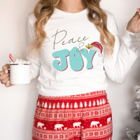 Paz Joy Retro anos 80 Font Santa Hat Aqua Red Cute
