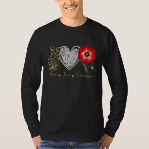 Camiseta Paz Lembre-se de Red Poppy Soldier Flor Veter