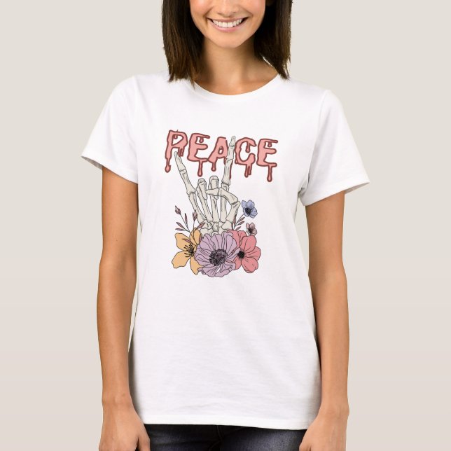 Camiseta Paz - Mão esquelética (Frente)