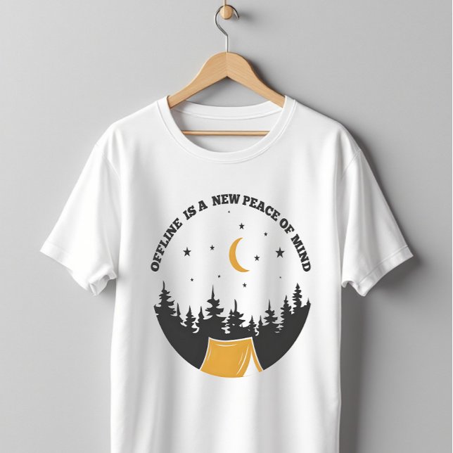 Camiseta Paz Mental Offline Camping (Criador carregado)