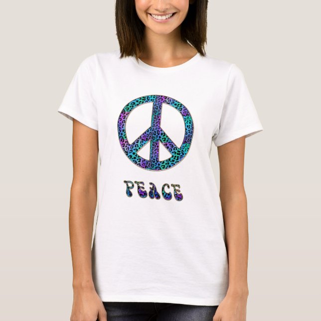 Camiseta paz multicolorida selvagem (Frente)