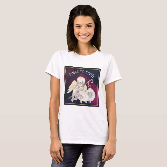 Camiseta Paz na Terra Angel Shepherd & Lambs (Frente Completa)
