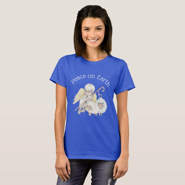 Camiseta Paz na Terra Angel Shepherd & Lambs (Frente Completa)