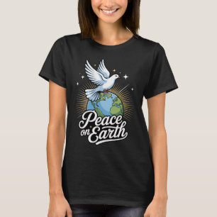 Camiseta Paz Na Terra Pombo E Globo Fé Natal