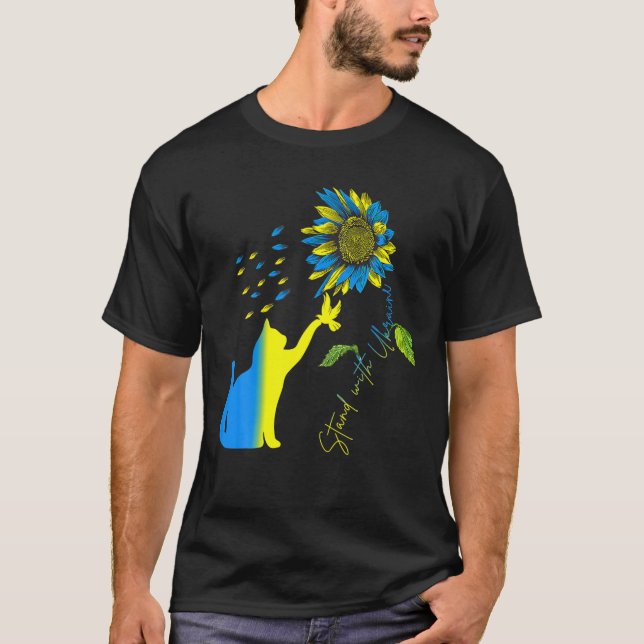 Camiseta Paz Na Ucrânia, Dove E Cat. Fique com a Ucrânia (Frente)