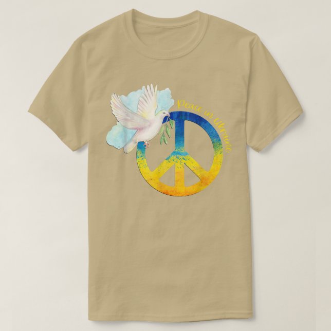 Camiseta Paz Na Ucrânia Põe A Suposição Da Bandeira Ucrania (Frente do Design)