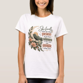 Camiseta Paz No Coração Dela Magia Nos Seus Olhos Boho Flor