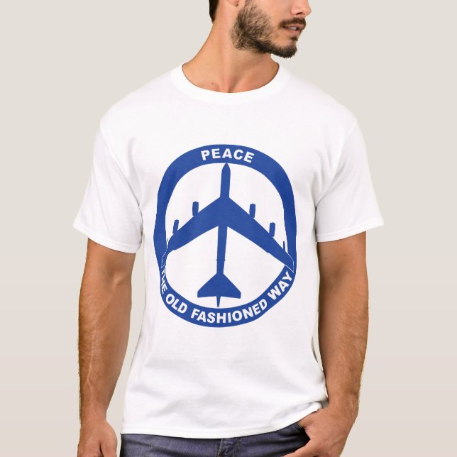 Camiseta Paz O Velho Caminho Movido - Azul B-52G (Frente)