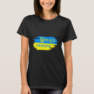 Camiseta Paz Para a Ucrânia Bandeira Ucraniana Logotipo da