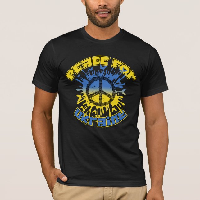 Camiseta Paz para a Ucrânia mostra seu apoio à Ucrânia T- (Frente)
