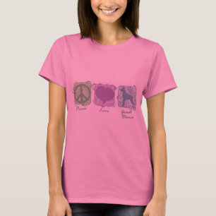 Camiseta Paz Pastel, amor, e grandes dinamarqueses