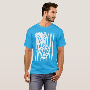 Camiseta Paz Patriótica - Mão de Esqueleto Americano