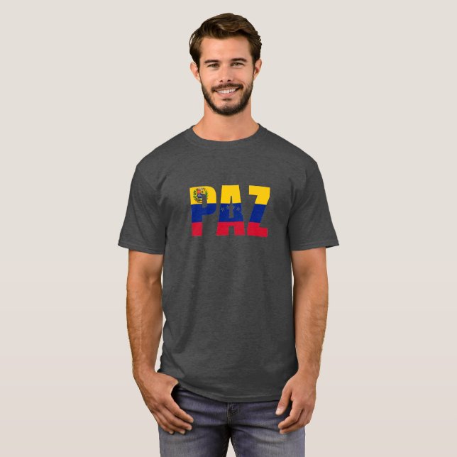 Camiseta PAZ - paz - TShirt do apoio da crise de Venezuela (Frente Completa)