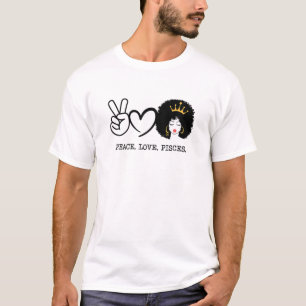 Camiseta Paz Peixes Rainha Zodiac Afro Hair Crown Bir