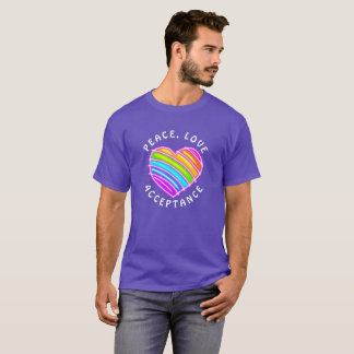 Camiseta Paz Purple Amor Aceitação Arco-íris Orgulho Coraçã