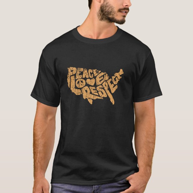 Camiseta Paz Respeite o Orgulho dos Estados Unidos da Améri (Frente)