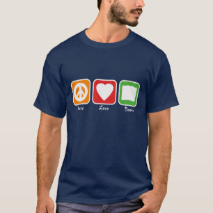Camiseta Paz retro, amor, livros